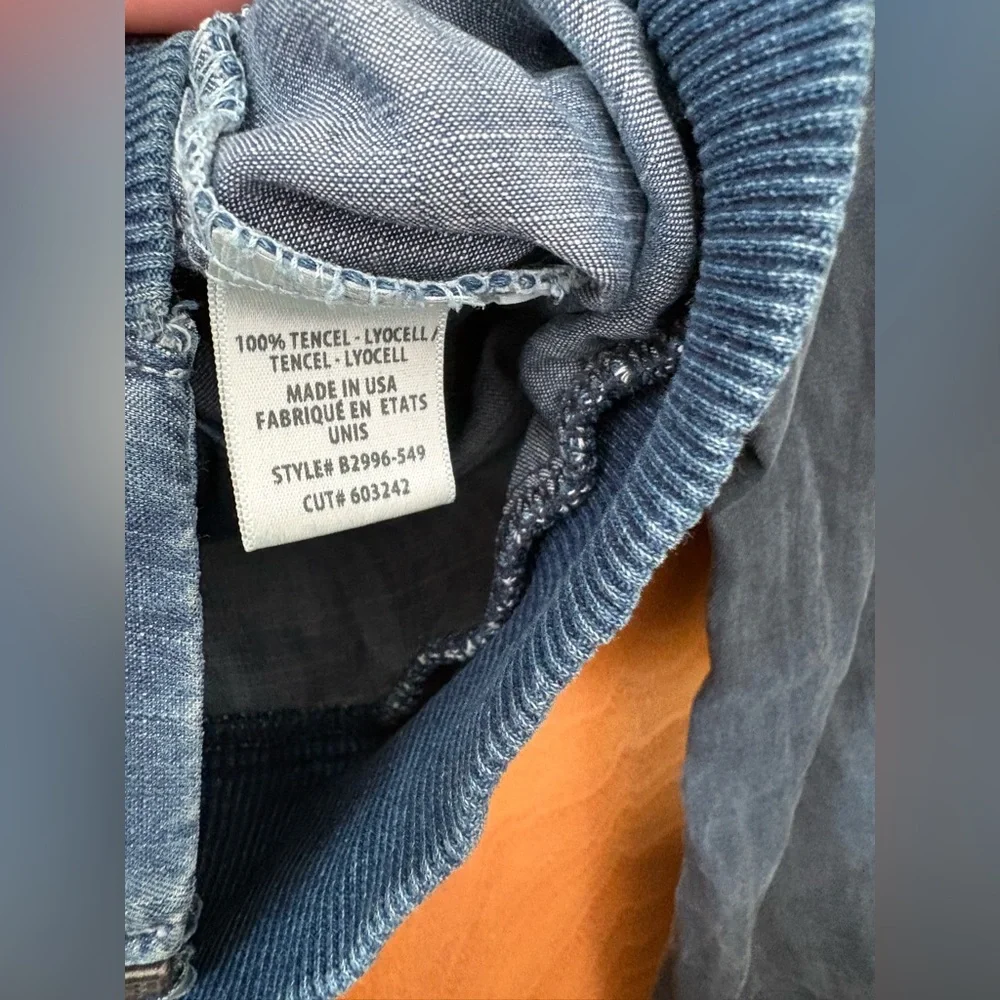 Bella Dahl Indigo color block distressed bomber Jean Jacket S